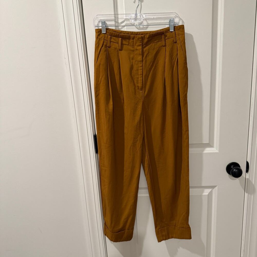 Elizabeth & James 10 paperbag waist pleated cuffed ankle pants in a camel color